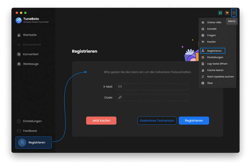 TuneBoto registrieren