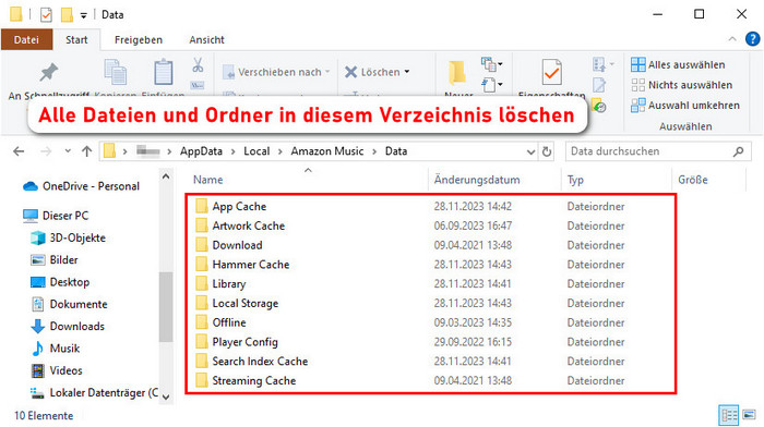 Amazon Music Cache auf iOS leeren