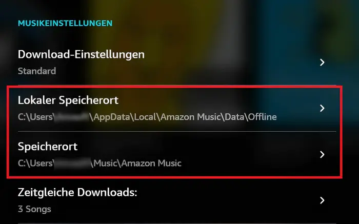 Amazon Music Songs Speicherort